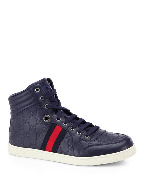 blue gucci men high top sneakers|Gucci signature high top sneaker.